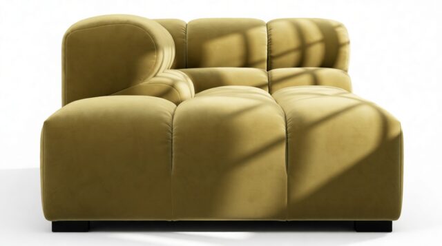 The Tufty – Olive Gold Velvet, Corner Half (Left)