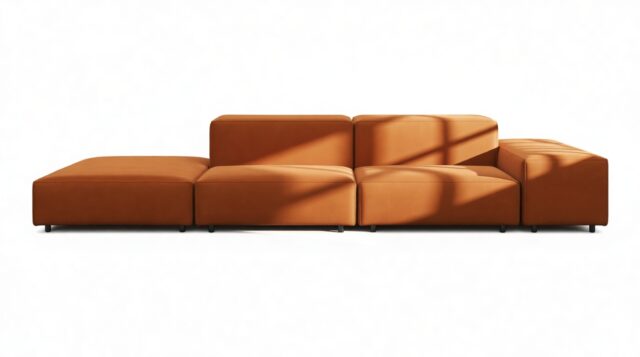 The Extrasoft – Burnt Orange Velvet, Open End Sofa (Left)