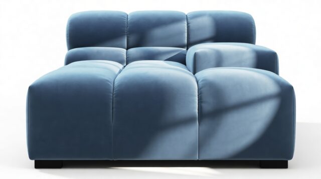 The Tufty – Aegean Blue Velvet, Deep Armrest (Right)