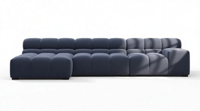 The Tufty – Royal Blue Wool, Small Chaise (Left) – Sectional