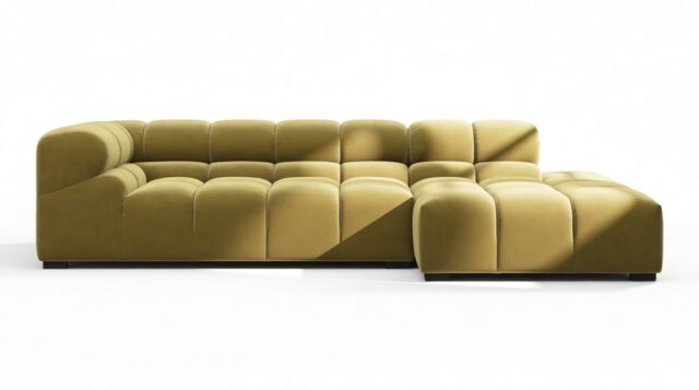 The Tufty – Olive Gold Velvet, Small L (Right) – Sectional