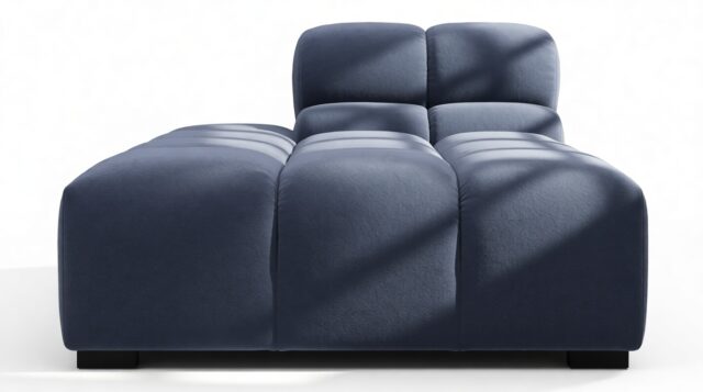 The Tufty – Royal Blue Wool, Armless Chaise (Left)