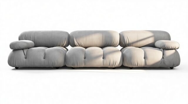 The Bellini – Light Gray Velvet, Three Seater Sofa