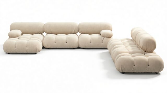 The Bellini – Eggshell Vegan Suede, Sectional (Large Right Corner)