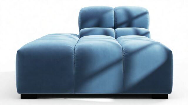 The Tufty – Aegean Blue Velvet, Armless Chaise (Left)
