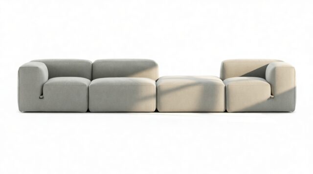 The Le Mura – Soft Gray Brushed Weave, Four Seater (Right)