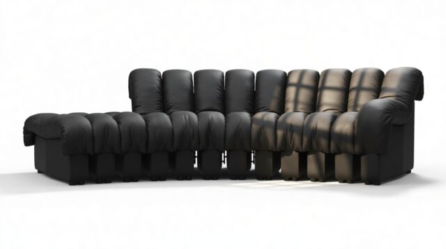 The DS 600 – Black Vegan Leather, Small Open End Sofa, Left