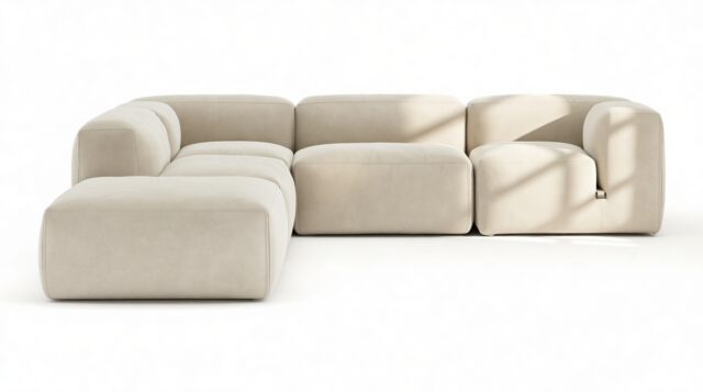 The Le Mura – Eggshell Vegan Suede, Left Corner