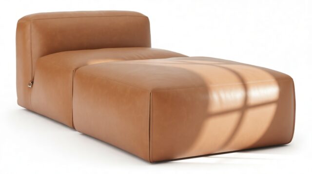 The Le Mura – Tan Vegan Leather, Chaise Lounge