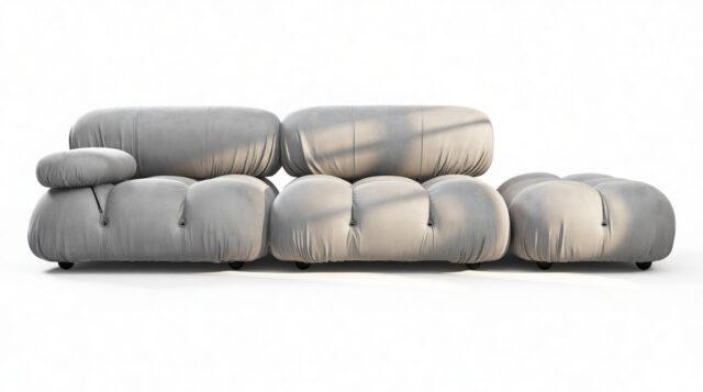 The Bellini – Light Gray Velvet, Open End Sofa (Right)