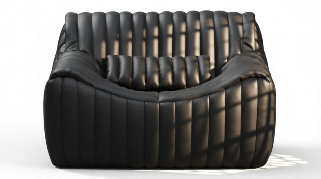 The Sandra – Black Vegan Leather, Lounge Chair