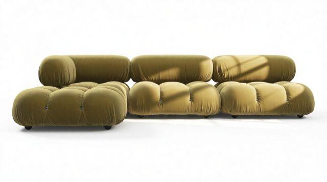The Bellini – Olive Gold Velvet, Sectional (Left Chaise)