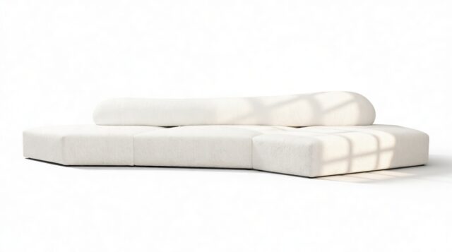 The On the Rocks – White Textured Chenille, Three Seater (Right)