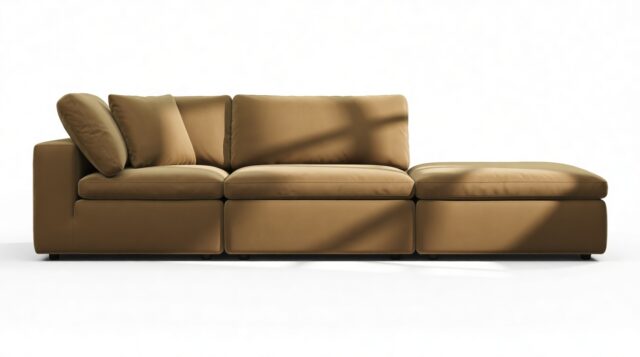 The Ciel – Old Gold Velvet, Open End Sofa (Right)