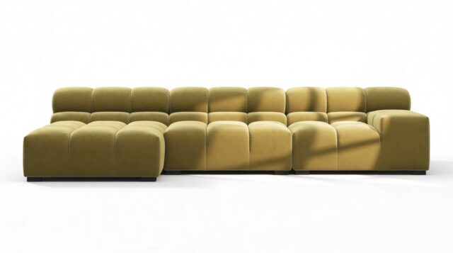The Tufty – Olive Gold Velvet, Small Chaise (Left) – Sectional
