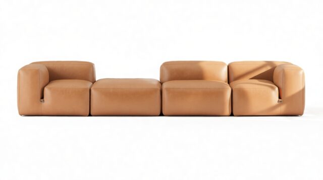 The Le Mura – Tan Vegan Leather, Four Seater (Left)