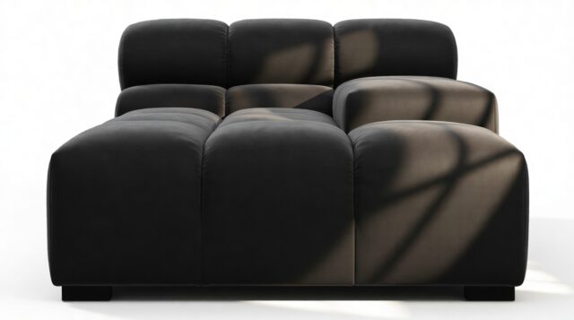 The Tufty – Black Velvet, Deep Armrest (Right)