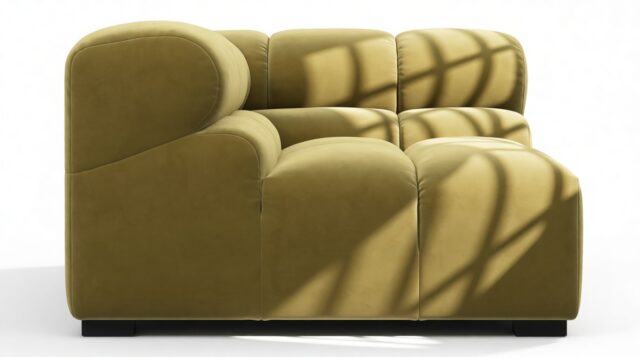 The Tufty – Olive Gold Velvet, Corner (Left)
