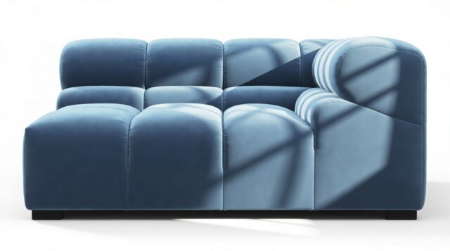 The Tufty – Aegean Blue Velvet, Large Corner (Right)