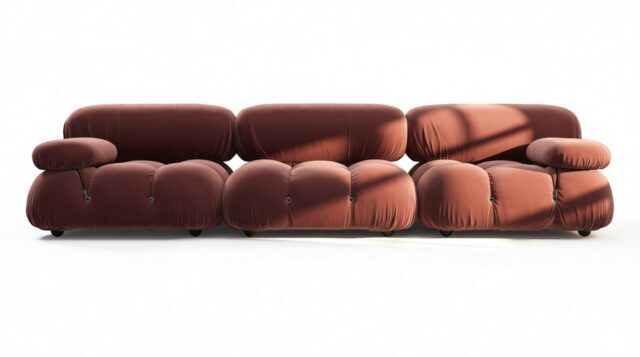 The Bellini – Maroon Velvet, Three Seater Sofa