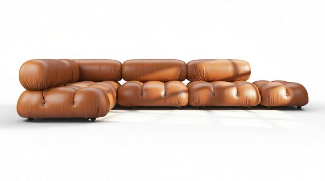 The Bellini – Tan Premium Leather, Sectional (Left Corner)