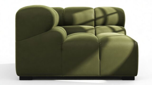 The Tufty – Thyme Luxe Velvet, Corner (Left)