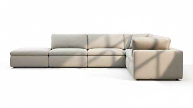 The Ciel – Soft Gray Brushed Weave, Sectional (Right Corner)