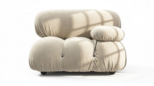 The Bellini – Eggshell Vegan Suede, Right Arm