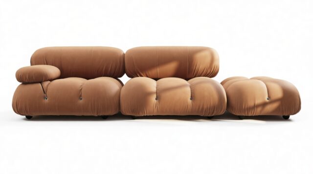 The Bellini – Tan Vegan Leather, Open End Sofa (Right)