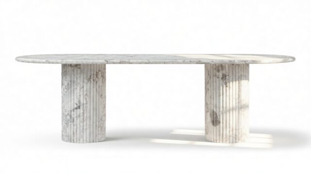 The Kronos – Orso Grigio Marble, 98in Oval Dining Table