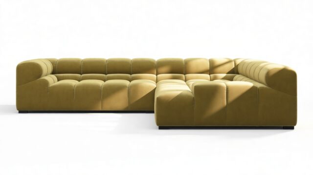 The Tufty – Olive Gold Velvet, Corner (Right) – Sectional