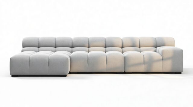 The Tufty – Light Gray Wool, Small Chaise (Left) – Sectional