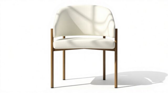 The Esther – Eggshell Vegan Leather and Brushed Brass, Dining Chair