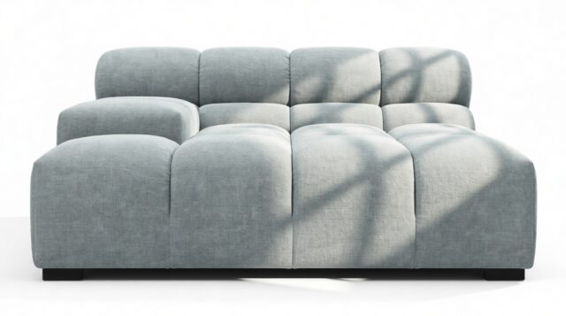 The Tufty – Cerulean Chenille, Deep Large Armrest (Left)