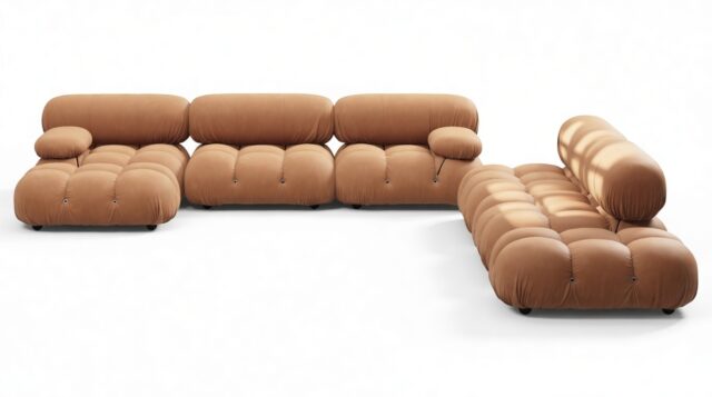 The Bellini – Tan Vegan Leather, Sectional (Large Right Corner)