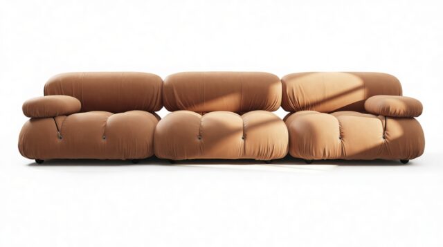 The Bellini – Tan Vegan Leather, Three Seater Sofa