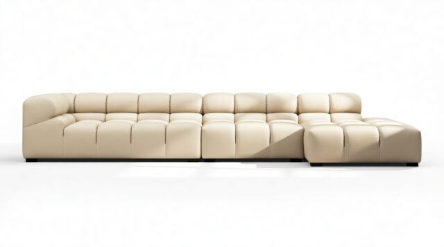 The Tufty Outdoor – Latte Performance Weave (Outdoor), Large Sectional (Right Chaise)