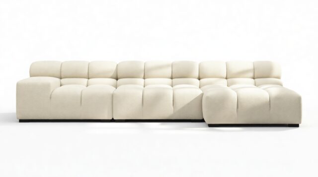 The Tufty – Eggshell Boucle, Small Chaise (Right) – Sectional