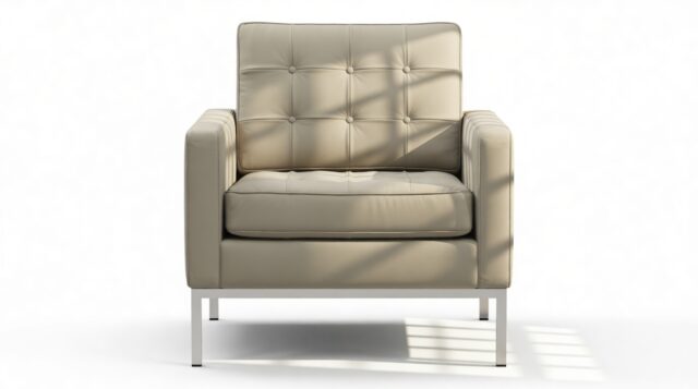 The Florence – Beige Gray Vegan Leather, Lounge Chair