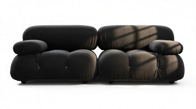The Bellini – Black Velvet, Two Seater Sofa