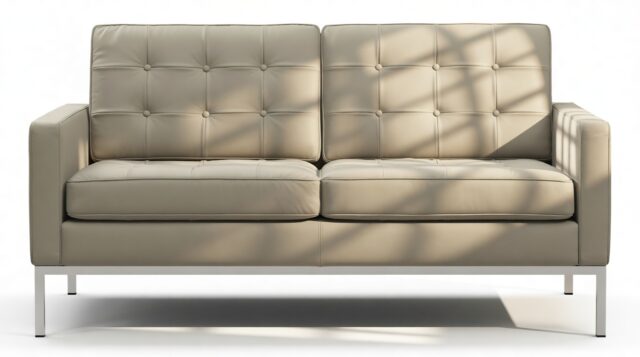 The Florence – Beige Gray Vegan Leather, Two Seater