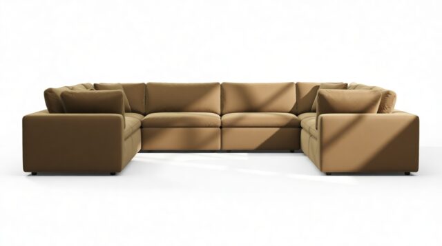 The Ciel – Old Gold Velvet, Sectional (Eight Seater)