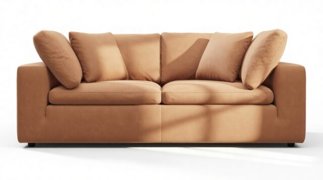 The Ciel – Tan Vegan Leather, Two Seater Sofa