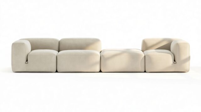The Le Mura – Eggshell Vegan Suede, Four Seater (Right)