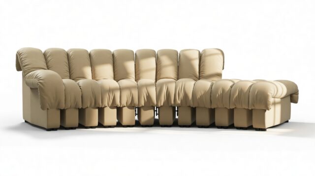 The DS 600 – Beige Vegan Leather, Small Open End Sofa, Right