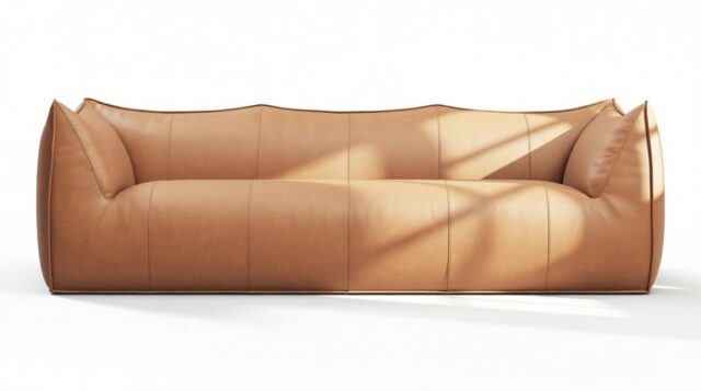 The Bambole – Chestnut Vegan Leather, Three Seater Sofa