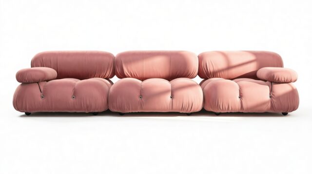 The Bellini – Blush Pink Velvet, Three Seater Sofa