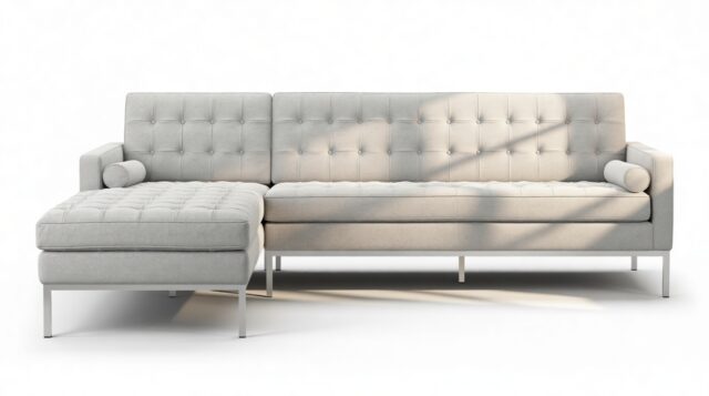 The Florence – Light Gray Wool, Three Seater Sofa