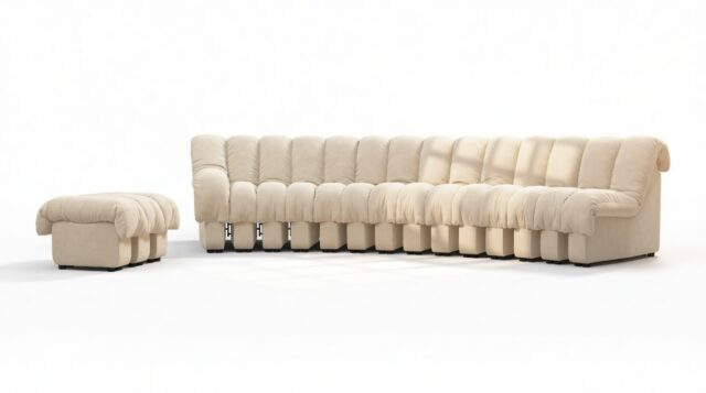 The DS 600 – Eggshell Vegan Suede, Sectional, Combination 2, Left Arm