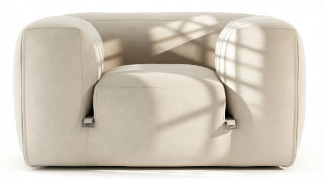 The Le Mura – Eggshell Vegan Suede, Lounge Chair